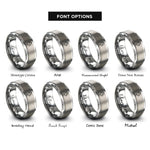 font options for inside engraving on gray fuel pressure regulator rings