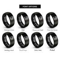 font options for inside engraving on black fuel pump rings