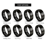 font options for inside engraving on black fuel pump rings