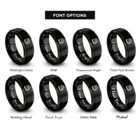 font options for inside engraving on black fuel pump rings