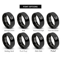 font options for inside engraving on black fuel pump rings