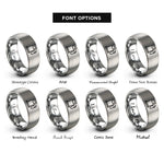 font options for inside engraving on silver fuel pump rings
