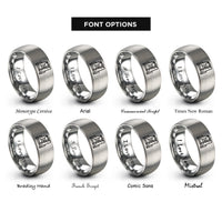 font options for inside engraving on gray fuel rack rings