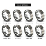 font options for inside engraving on silver fuel rack rings