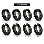 font options for inside engraving on black & silver fuel tank rings