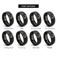 font options for inside engraving on black fuel tank rings
