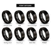 font options for inside engraving on black fuel tank rings