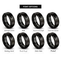 font options for inside engraving on black fuel tank rings