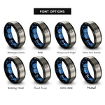 font options for inside engraving on black & blue & silver full face helmet rings