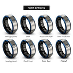 font options for inside engraving on black & blue & silver full face helmet rings