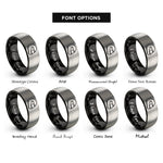 font options for inside engraving on black & grey full face helmet rings