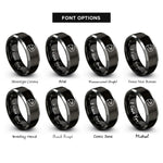 font options for inside engraving on black & grey full face helmet rings