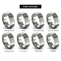 font options for inside engraving on gray full face helmet rings