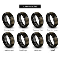 font options for inside engraving on gunmetal & black full face helmet rings