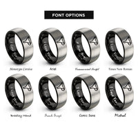 font options for inside engraving on black & grey funnel rings