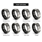 font options for inside engraving on black & silver funnel rings
