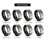 font options for inside engraving on black & grey funnel rings