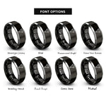font options for inside engraving on black & gray funnel rings