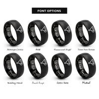font options for inside engraving on black funnel rings