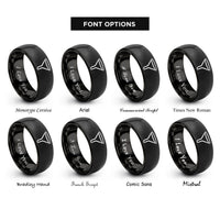 font options for inside engraving on black funnel rings