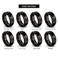 font options for inside engraving on black funnel rings