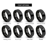 font options for inside engraving on black funnel rings
