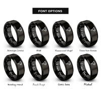 font options for inside engraving on black funnel rings