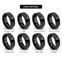 font options for inside engraving on black funnel rings