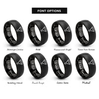 font options for inside engraving on black funnel rings