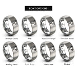 font options for inside engraving on grey funnel rings