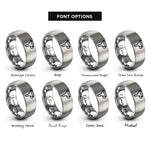 font options for inside engraving on gray funnel rings