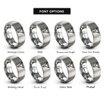 font options for inside engraving on silver funnel rings
