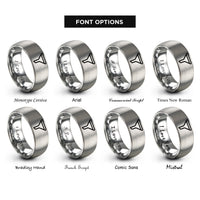 font options for inside engraving on silver funnel rings