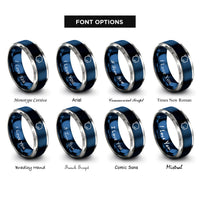 font options for inside engraving on blue & silver furan ring rings