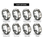 font options for inside engraving on silver furan ring rings