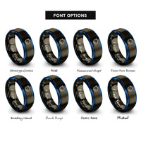 font options for inside engraving on gunmetal & blue furan ring rings