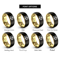 font options for inside engraving on black & gold fwd icon rings