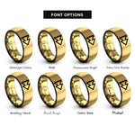 font options for inside engraving on black & gold fwd icon rings