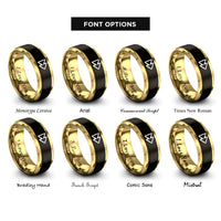 font options for inside engraving on black & gold fwd icon rings