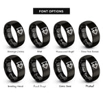 font options for inside engraving on black fwd icon rings