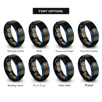 font options for inside engraving on gunmetal & blue g gravitational constant rings