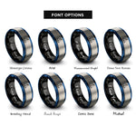 font options for inside engraving on black & blue & grey gaff rig pennant rings