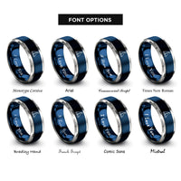font options for inside engraving on blue & silver gaff rig pennant rings
