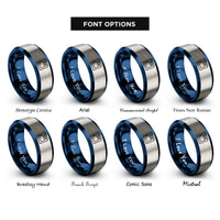 font options for inside engraving on blue & grey game cartridge rings