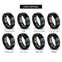 font options for inside engraving on gunmetal & blue game cartridge rings