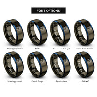 font options for inside engraving on gunmetal & blue game cartridge rings