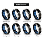 font options for inside engraving on black & blue & grey gaming monitor rings