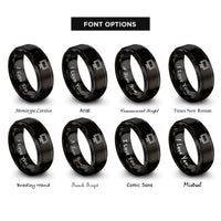 font options for inside engraving on black gaming monitor rings