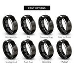 font options for inside engraving on black & silver gaming mouse rings