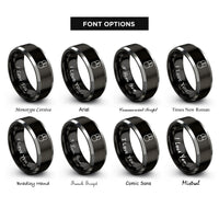 font options for inside engraving on black & silver gaming mouse rings